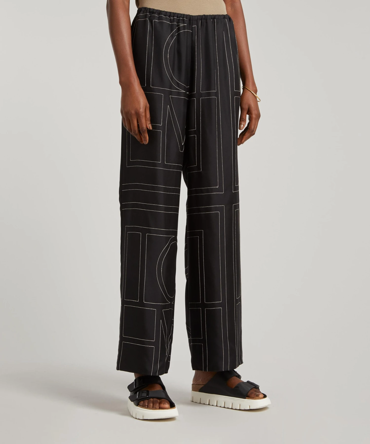 Toteme Monogram Silk Pyjama Trousers 2 Toteme Monogram Silk Pyjama Trousers - Image 2
