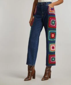 Farm Rio Crochet Squares Denim Jeans 7 Farm Rio Crochet Squares Denim Jeans -Farm Rio || Liberty || Paloma Wool Shop 000769809 R487564006 3