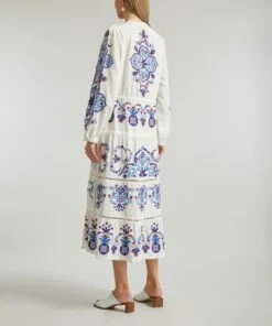 Farm Rio Off-White Navy Embroidered Midi-Dress -Farm Rio || Liberty || Paloma Wool Shop 000778450 R506817006 4