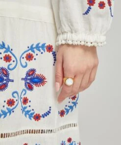 Farm Rio Off-White Navy Embroidered Midi-Dress -Farm Rio || Liberty || Paloma Wool Shop 000778450 R506817006 5