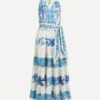 Farm Rio Mixed White And Blue Printed Maxi-Dress
