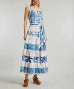 Farm Rio Mixed White And Blue Printed Maxi-Dress -Farm Rio || Liberty || Paloma Wool Shop 000778451 R506822006 3