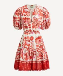 Farm Rio Off-White Rio Tiles Mini-Dress