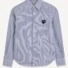Striped Black Heart Appliquéd Shirt