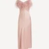 Boheme Dust Pink Feathered Slip Dress