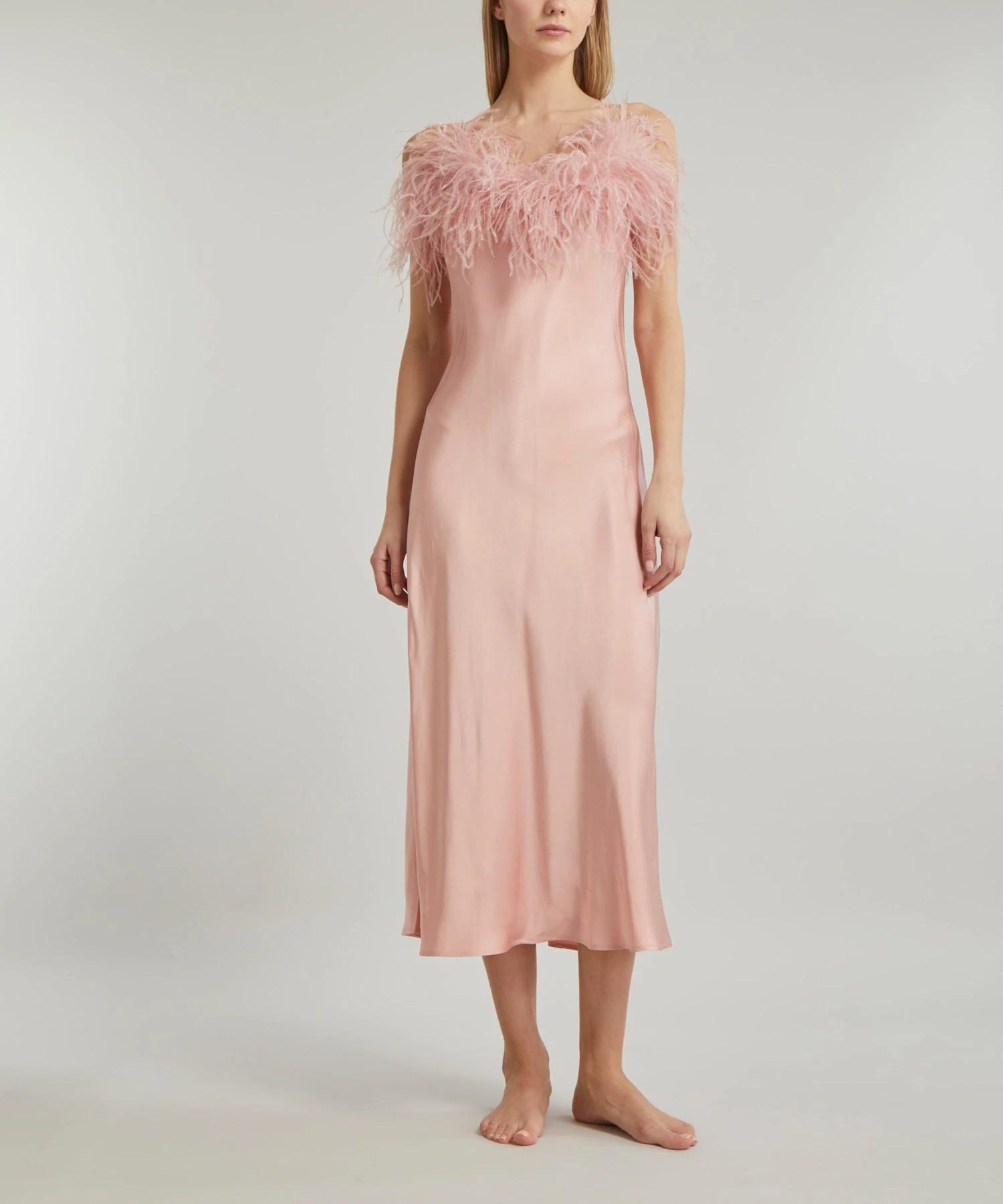 Boheme Dust Pink Feathered Slip Dress 3 Boheme Dust Pink Feathered Slip Dress - Image 3