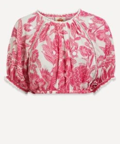 Farm Rio Tropical Woodcut Crop-Top