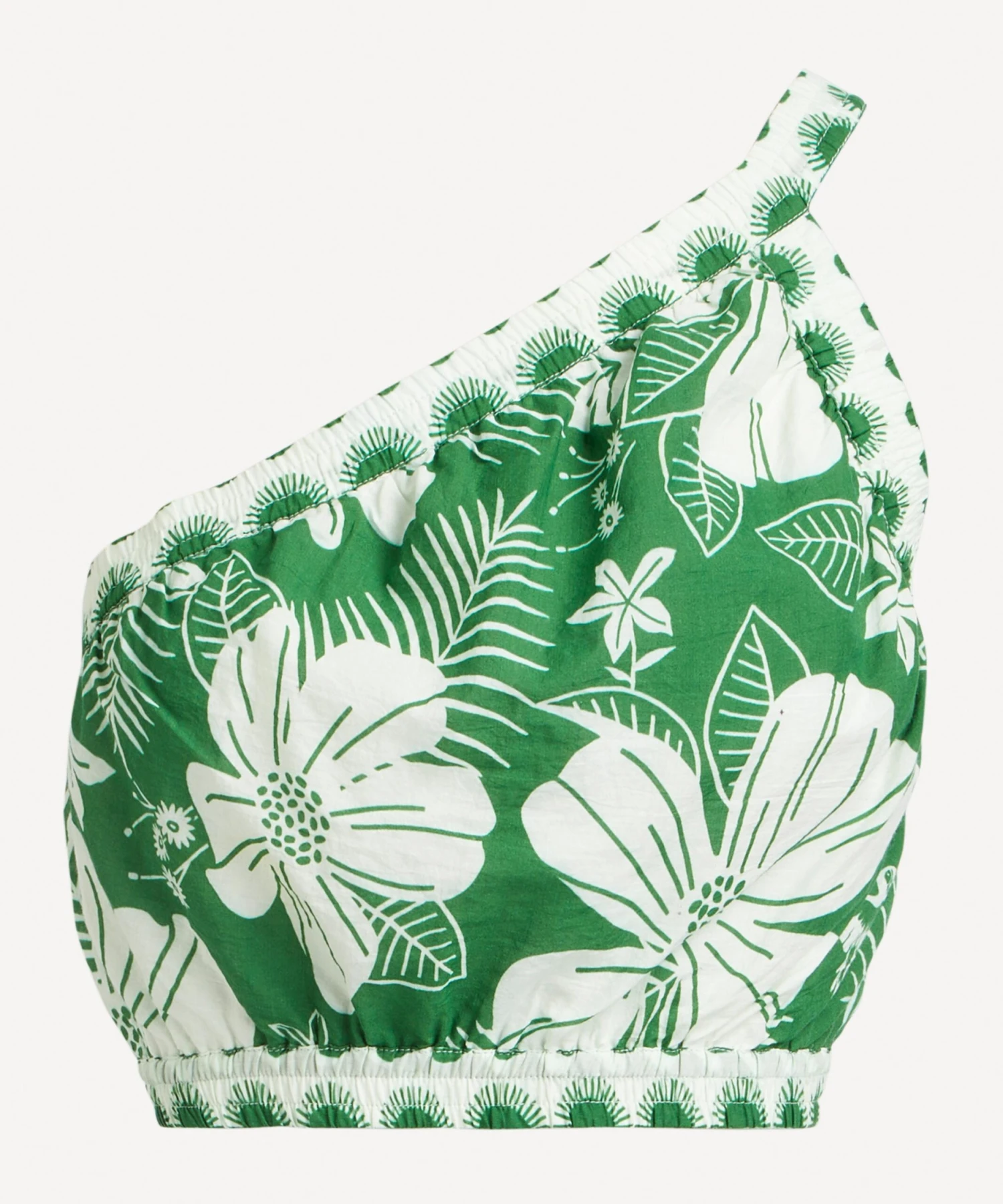 Farm Rio Macaw Elegance Off-White One-Shoulder Crop-Top 1 Farm Rio Macaw Elegance Off-White One-Shoulder Crop-Top