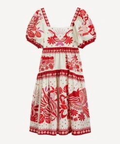 Farm Rio Off-White Rio Tiles Midi-Dress