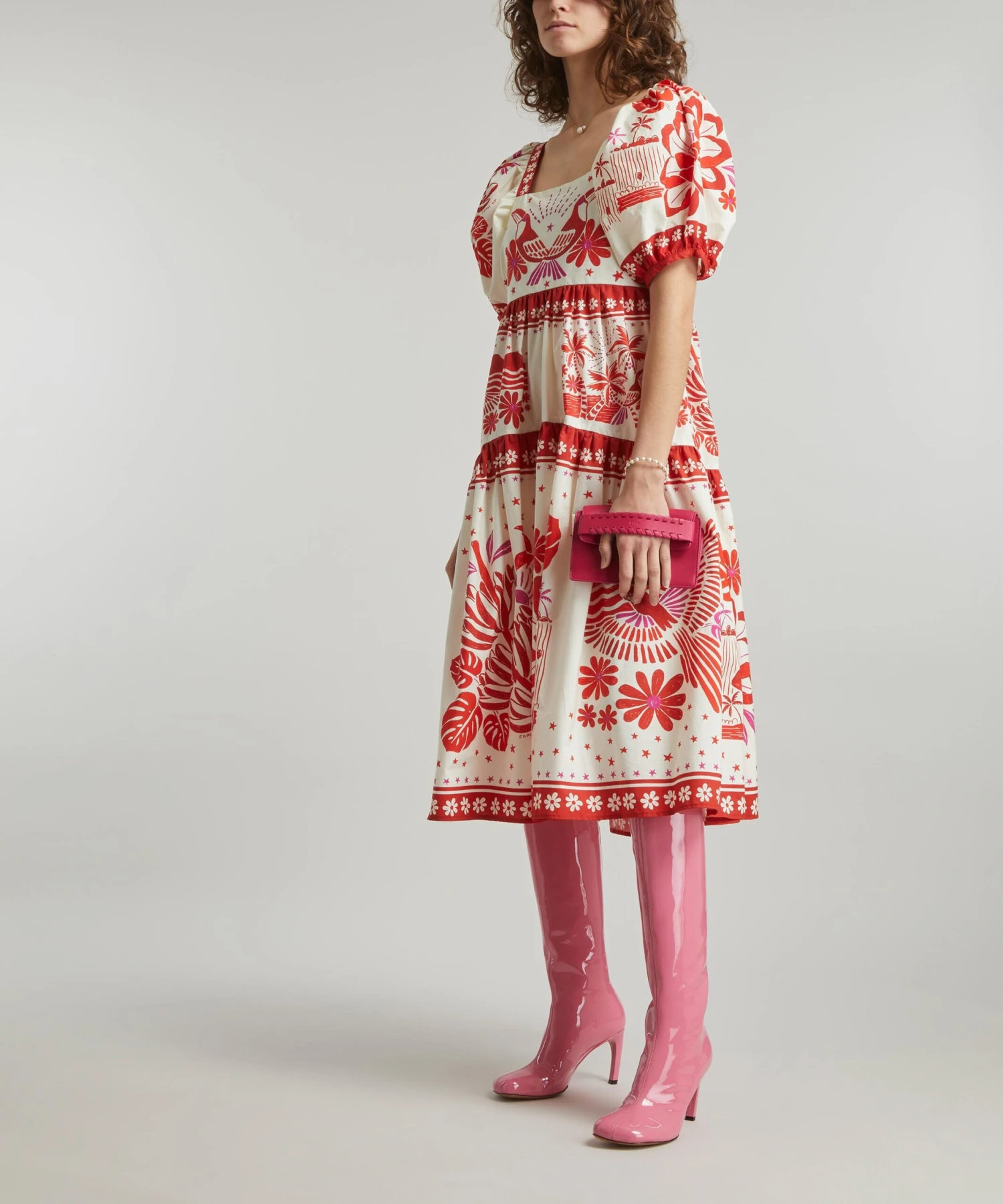 Farm Rio Off-White Rio Tiles Midi-Dress 2 Farm Rio Off-White Rio Tiles Midi-Dress - Image 2