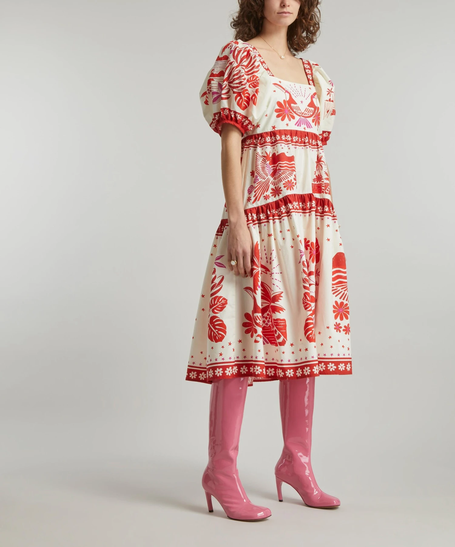 Farm Rio Off-White Rio Tiles Midi-Dress 3 Farm Rio Off-White Rio Tiles Midi-Dress - Image 3