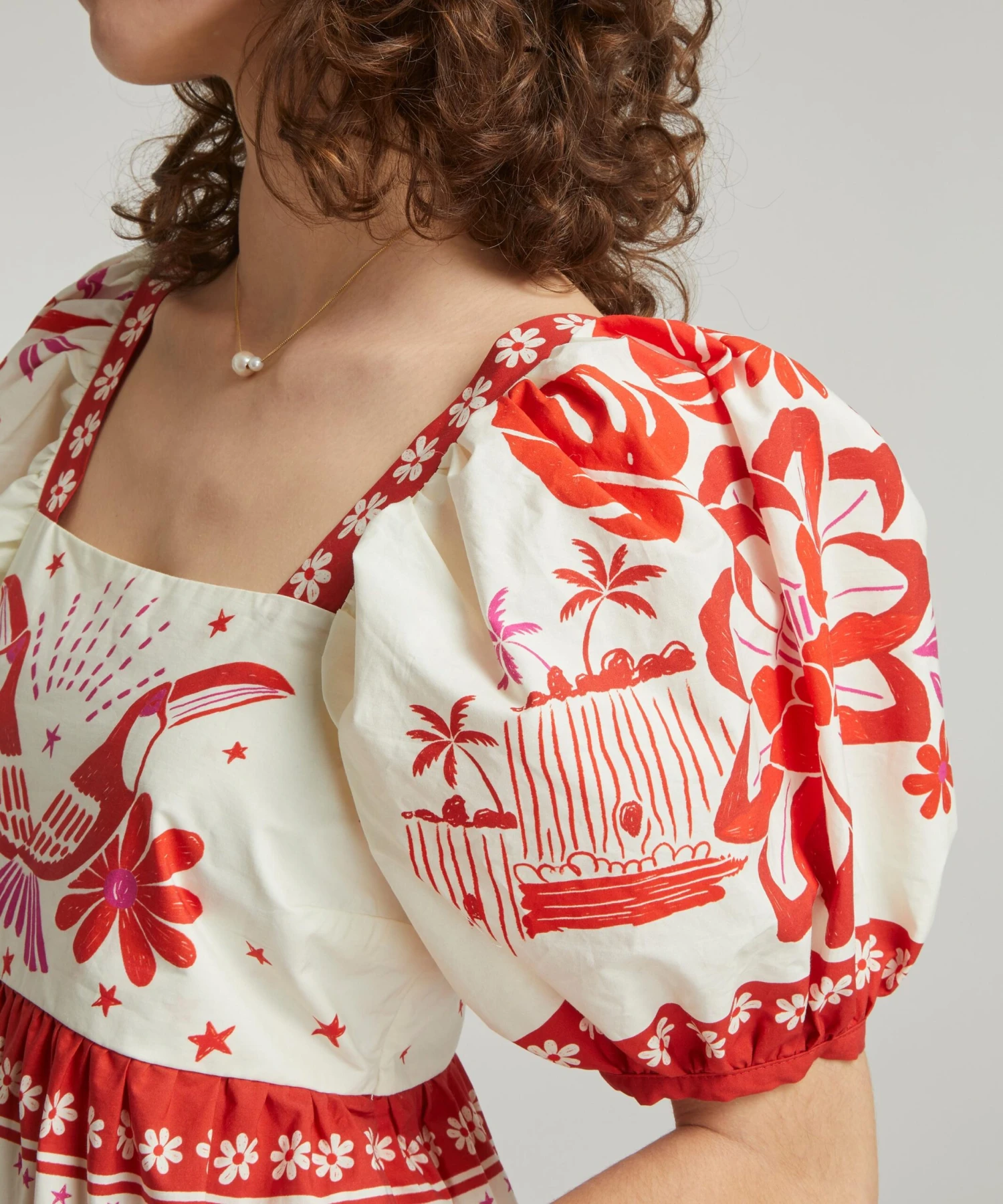 Farm Rio Off-White Rio Tiles Midi-Dress 5 Farm Rio Off-White Rio Tiles Midi-Dress - Image 5