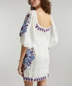 Farm Rio Off-White Navy Embroidered Mini-Dress -Farm Rio || Liberty || Paloma Wool Shop 000780618 R511945006 4