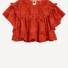 Farm Rio Orange Palm Tree Richelieu Blouse