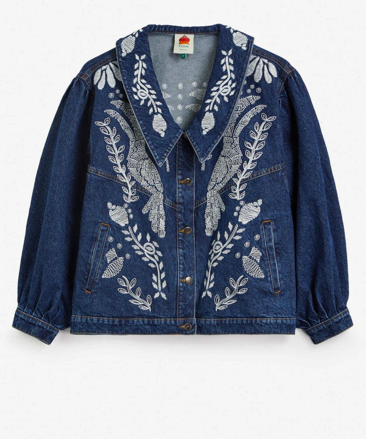Farm Rio Jungle Flow Embroidered Denim Jacket 1 Farm Rio Jungle Flow Embroidered Denim Jacket