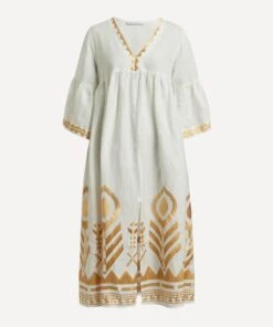 Feathers Embroidered Midi-Tunic