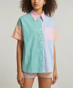 Chris Button-Up Mixed-Stripe Shirt -Farm Rio || Liberty || Paloma Wool Shop 000781422 R513247006 3