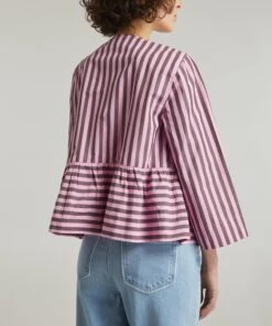 Ganni Striped Cotton Peplum Blouse -Farm Rio || Liberty || Paloma Wool Shop 000783984 R517239006 4