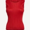 NEW COLOURFUL BASICS Red Pleated Top