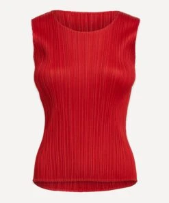 NEW COLOURFUL BASICS Red Pleated Top