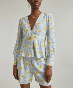 RIXO Noreen Wavey Sun Ivory V-Neck Blouse 7 RIXO Noreen Wavey Sun Ivory V-Neck Blouse -Farm Rio || Liberty || Paloma Wool Shop 000785048 R519708006 3