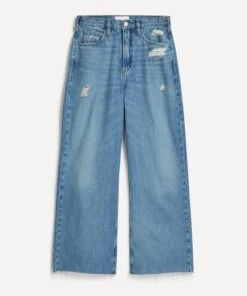 FRAME Le High’N’Tight Wide Leg Crop Raw Jeans
