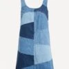 FRAME Patchwork Micro Flare Denim Mini-Dress