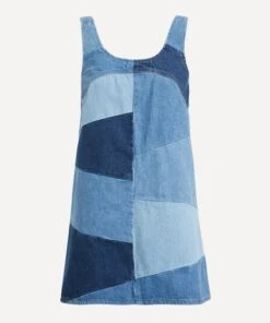 FRAME Patchwork Micro Flare Denim Mini-Dress