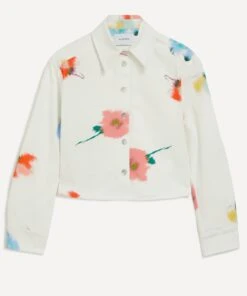 Safari Flower Print Crop Shirt