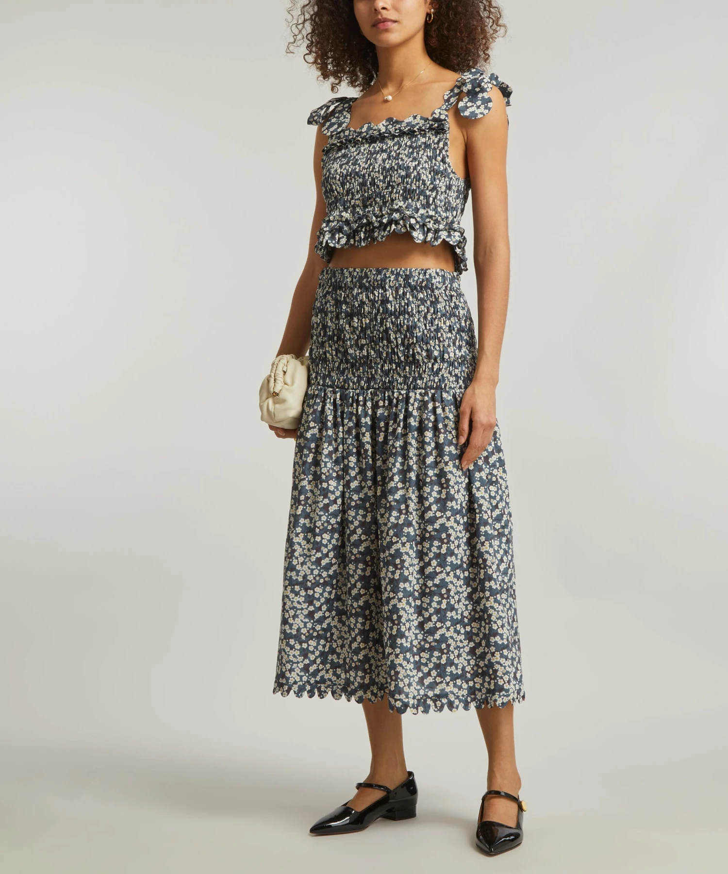 Isa Mitsi Tana Lawn Cotton Scallop-Trim Smocked Top 2 Isa Mitsi Tana Lawn Cotton Scallop-Trim Smocked Top - Image 2