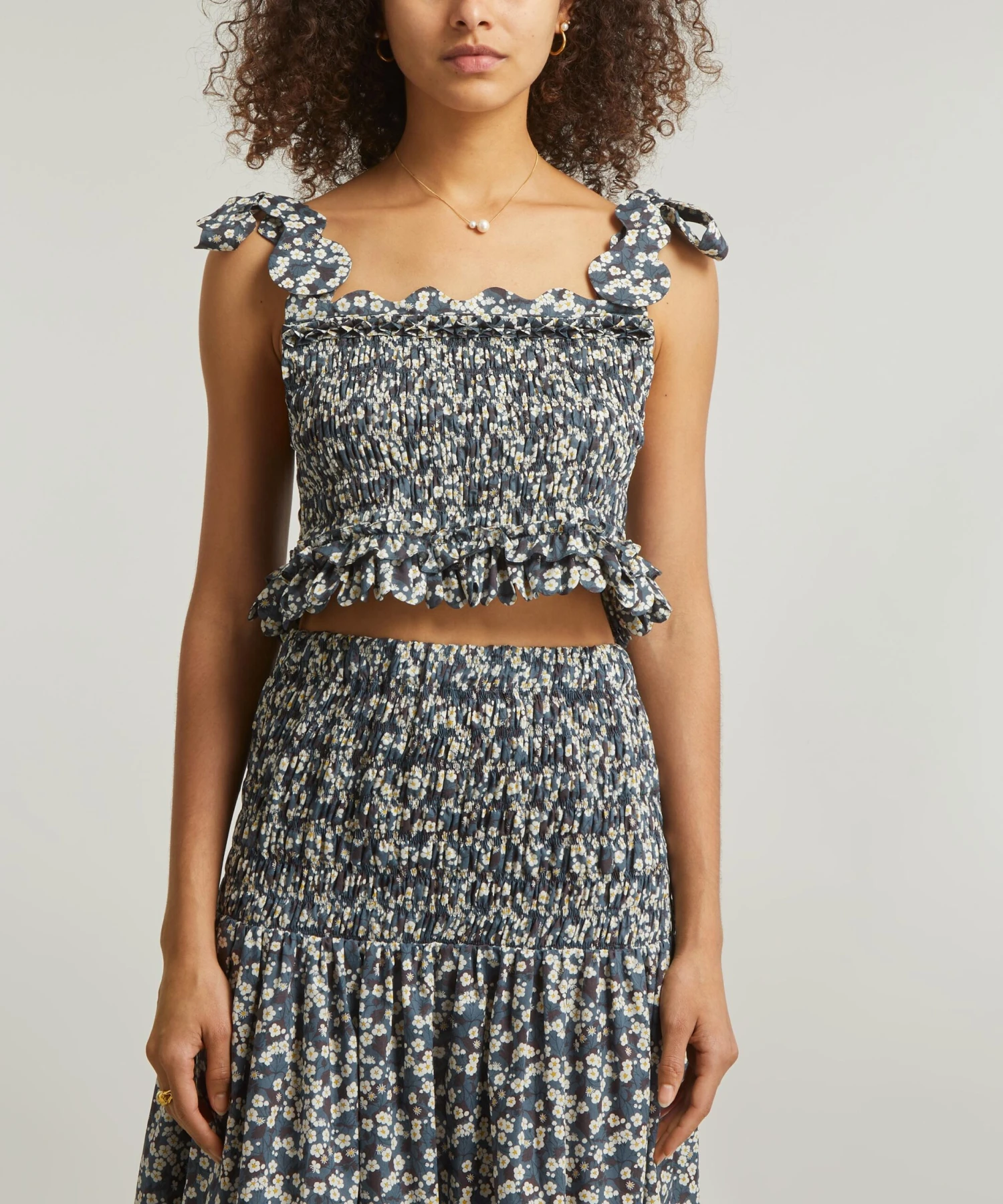 Isa Mitsi Tana Lawn Cotton Scallop-Trim Smocked Top 3 Isa Mitsi Tana Lawn Cotton Scallop-Trim Smocked Top - Image 3