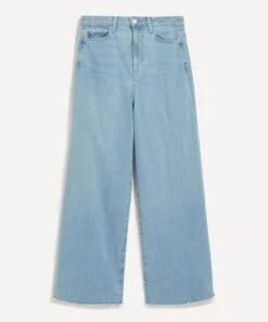 Paige Harper Kianni Distressed Ankle Wide Leg Jeans