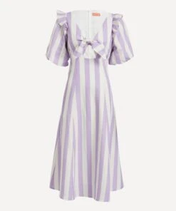 Pia Lilac Stripe Tie Front Dress