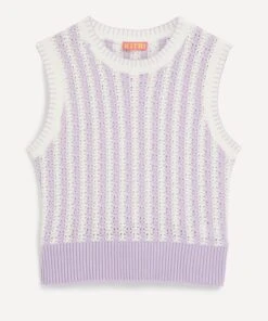 Marley Lilac Stripe Crochet Knit Vest