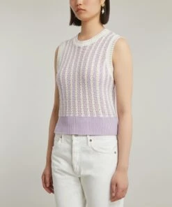 Marley Lilac Stripe Crochet Knit Vest -Farm Rio || Liberty || Paloma Wool Shop 000787028 R524006006 3
