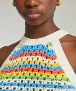 Maddison Blue Stripe Crochet Knit Halter Top -Farm Rio || Liberty || Paloma Wool Shop 000787029 R524010006 5
