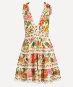 Farm Rio Off-White Macaw Bloom Mini-Dress