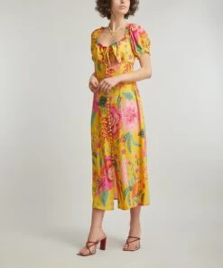 Farm Rio Yellow Macaw Bloom Puff-Sleeve Midi-Dress 7 Farm Rio Yellow Macaw Bloom Puff-Sleeve Midi-Dress -Farm Rio || Liberty || Paloma Wool Shop 000787612 R525272006 3