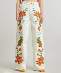 Farm Rio Embroidered Floral Twill Trousers -Farm Rio || Liberty || Paloma Wool Shop 000787617 R525297006 3