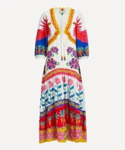 Farm Rio Off-White Vivid Garden Maxi-Dress