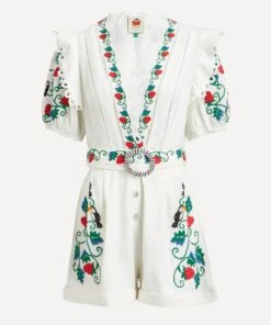 Farm Rio Cross-Stitch Toucan Embroidered Romper