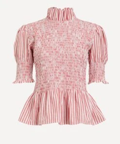 Aleria Short-Sleeve Pink Stripes Shirt