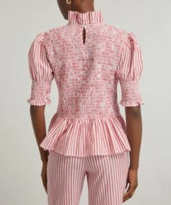 Aleria Short-Sleeve Pink Stripes Shirt -Farm Rio || Liberty || Paloma Wool Shop 000787868 R525715006 4