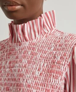 Aleria Short-Sleeve Pink Stripes Shirt -Farm Rio || Liberty || Paloma Wool Shop 000787868 R525715006 5