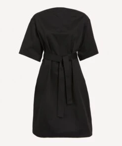 Tie Waist Cotton Midi-Dress