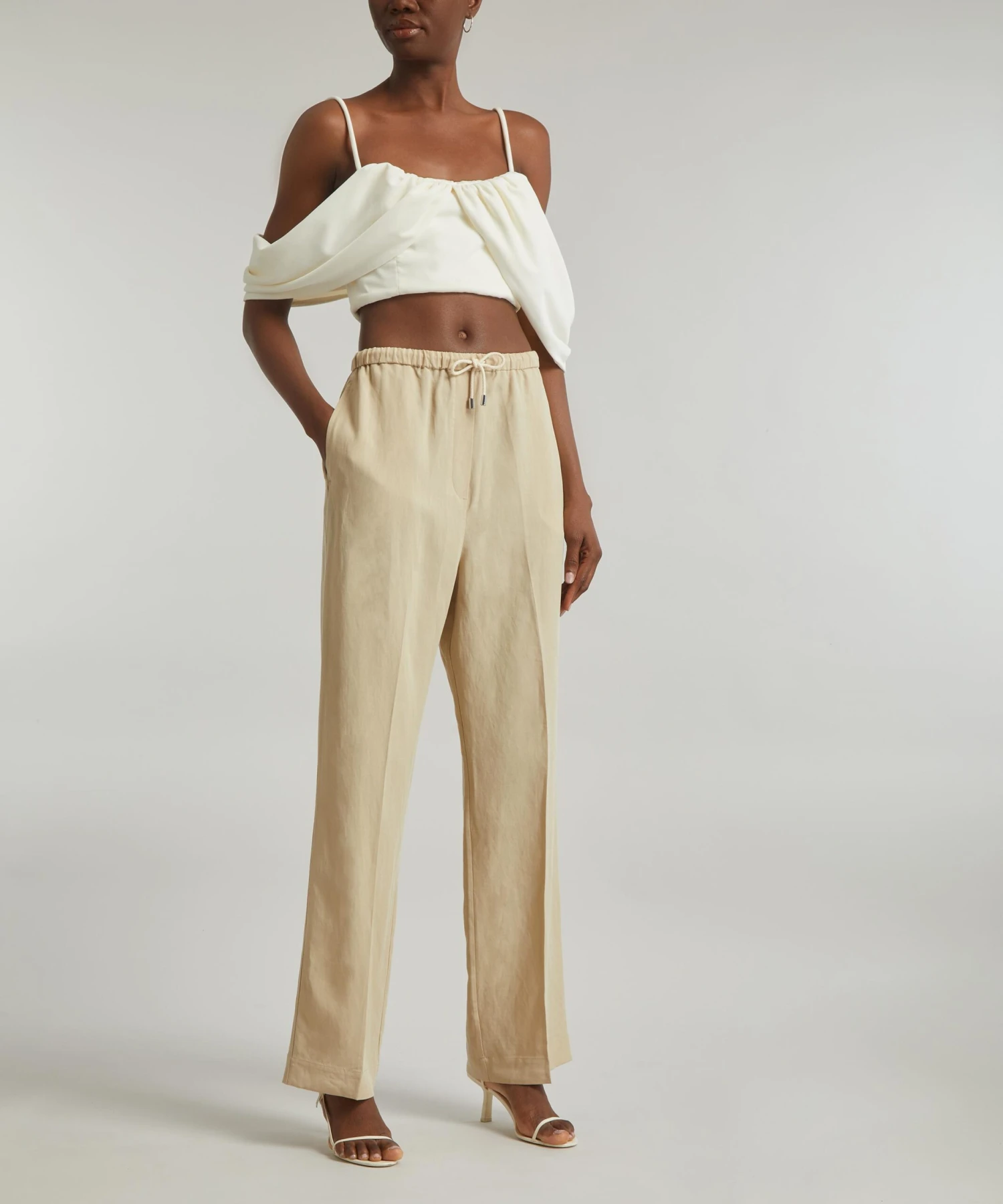 Press-Creased Drawstring Trousers 2 Press-Creased Drawstring Trousers - Image 2